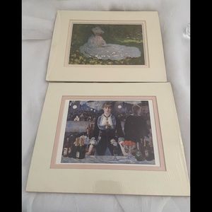 80s Vintage Matted Lithos Claude Monet & Manet VTG